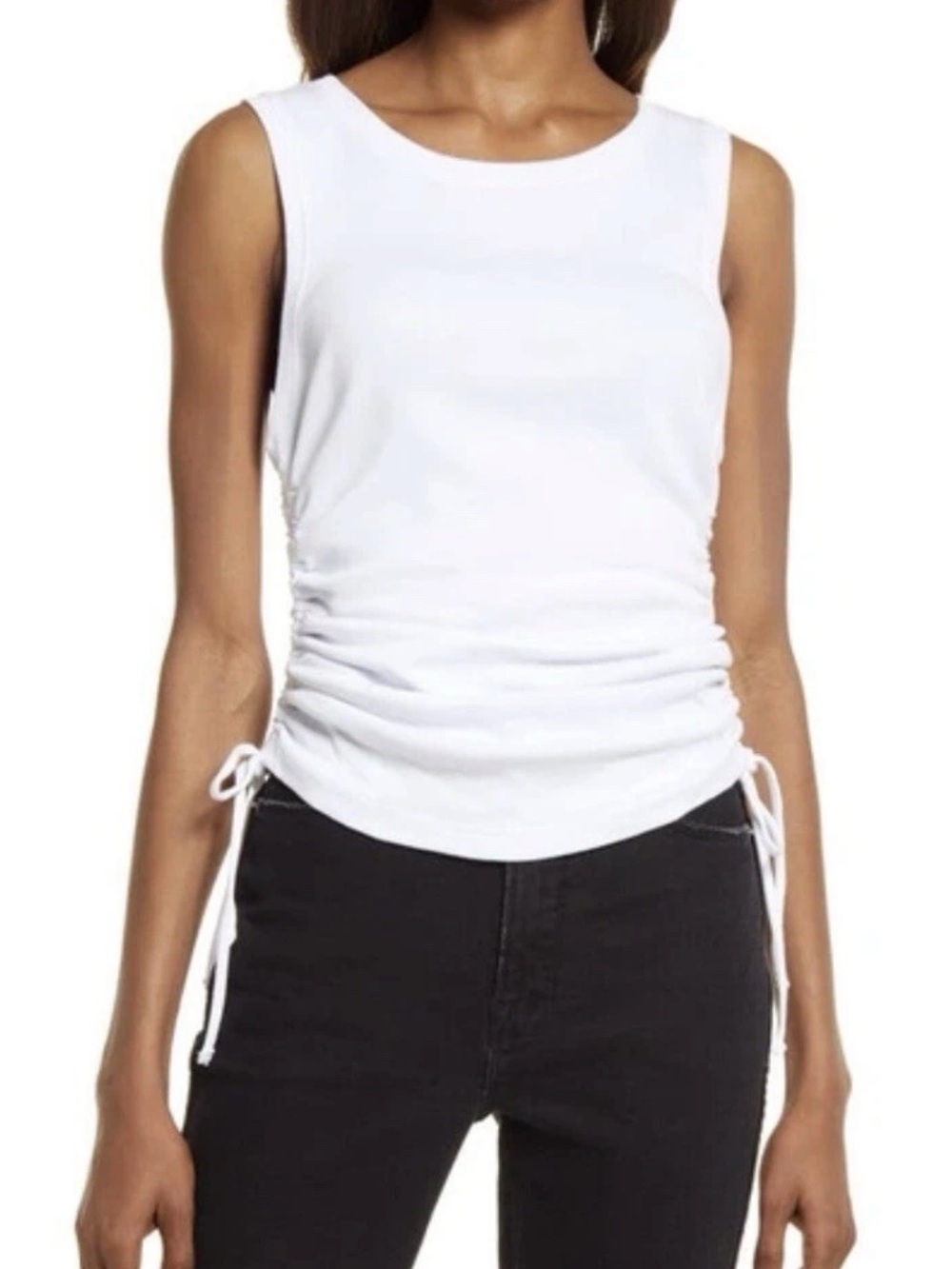 Good American Ruched Tank In White size 3 Large